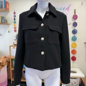 Zara Black Utility Jacket with Silver Buttons